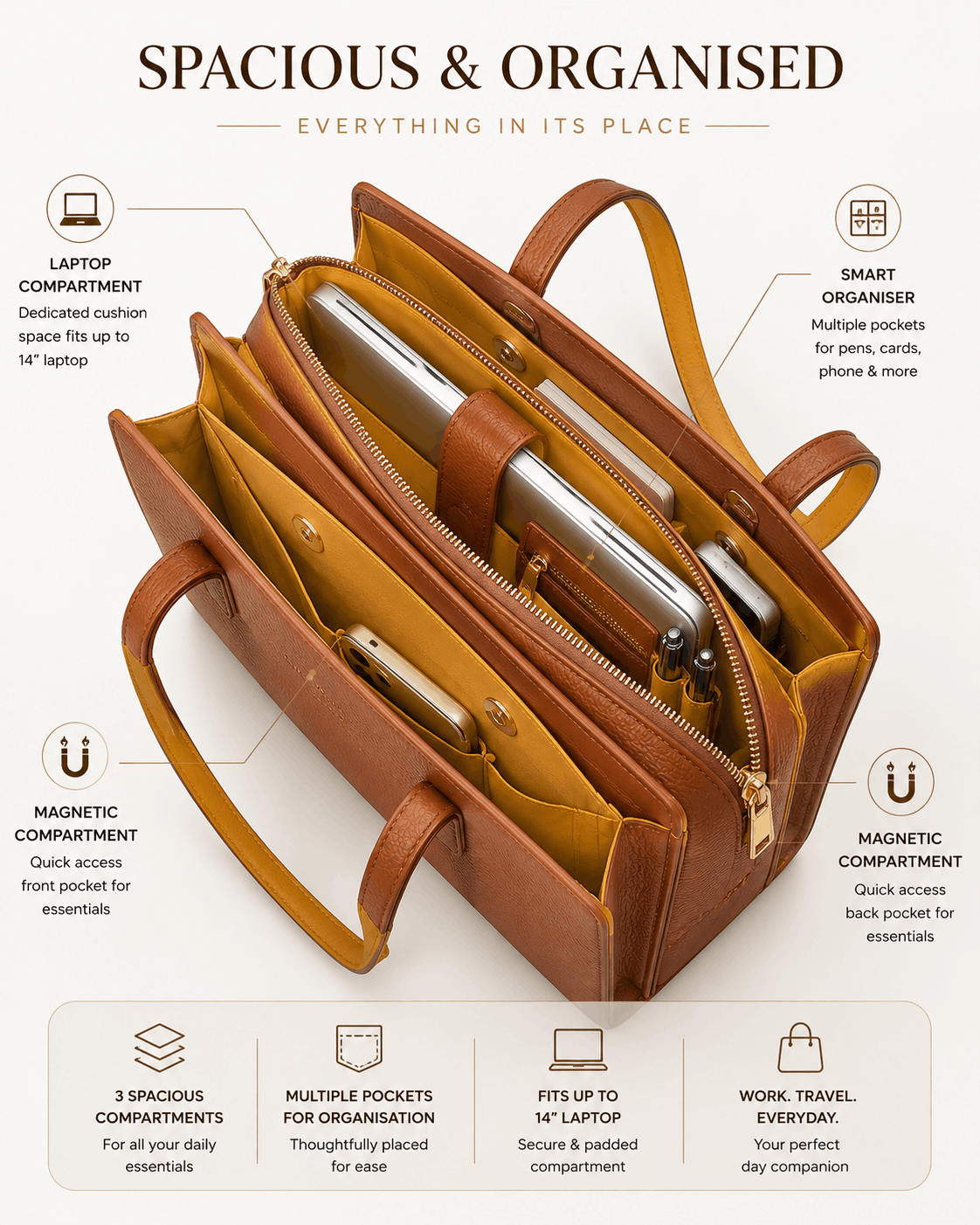 ChicCuero Zariya Office Tote - Tan