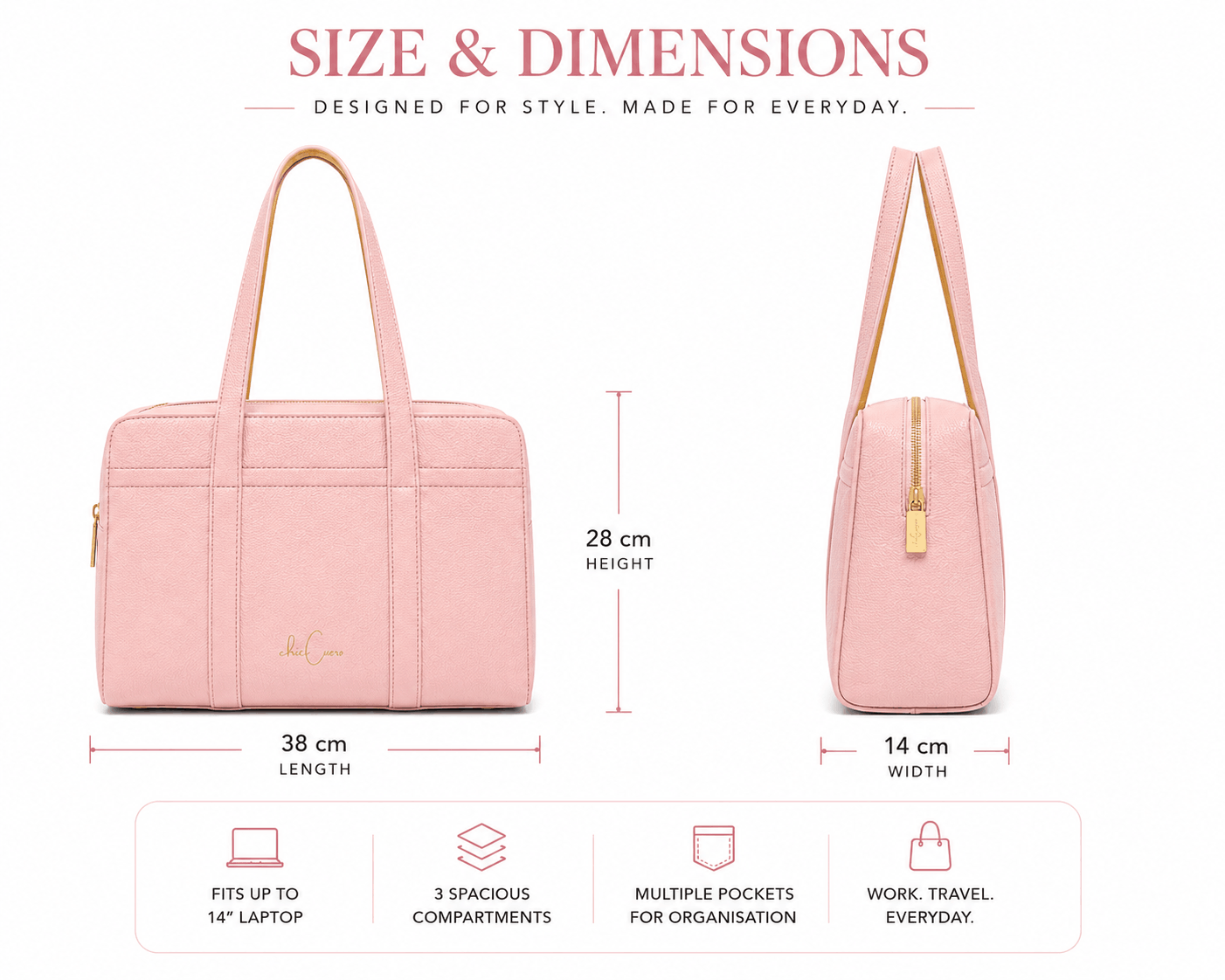 ChicCuero Zariya Office Tote - Pink