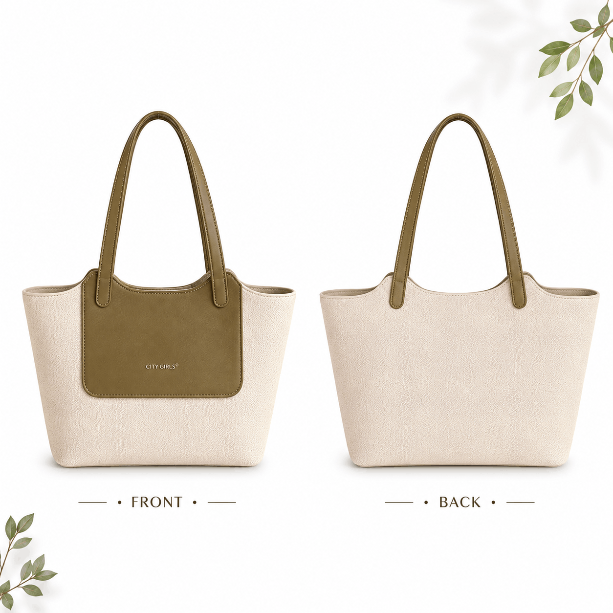 ChicCuero Noor Luxe Tote - Olive & Cream